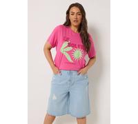 Yours Curve Bleach Blue Denim Ripped Jorts - Women's - Plus Size Curve