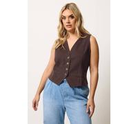 Yours Women's Denim Waistcoat in Chocolate | Size: 22-24 Yours Chocolate 22-24