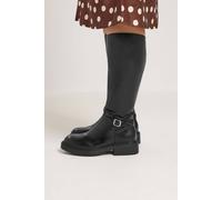 Yours Women's Detail Riding Boots In Wide E Fit in Black | Size: 4E