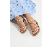 Yours Women's Diamante Asymmetric Strap Sandals In Wide E Fit in Rose Gold | Size: 8EEE Yours Rose Gold 8EEE