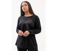 Yours Women's Diamante Bow Long Sleeve Top in Black | Size: 26-28 Yours Black 26-28