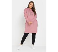 Yours Curve Diamante Embellished 'Love' Hoodie Dress - Women's - Plus Size Curve Pink