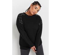 Yours Curve Diamante Embellished Knitted Jumper - Women's - Plus Size Curve Black