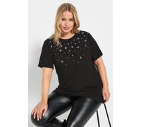 Diamante Embellished Short Sleeve T-Shirt Yours Black 38-40