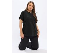 Yours Women's Diamante Embellished T-Shirt in Black | Size: 16 Yours Black 16
