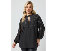 Yours Women's Diamante Keyhole Blouse in Black | Size: 12