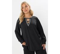 Yours Curve Diamante Keyhole Blouse - Women's - Plus Size Curve Black