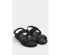 Yours - Diamante Stone Embellished Sandals In Extra Wide Eee Fit - Women's