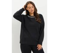 Yours Women's Diamante Trim Knitted Jumper in Black | Size: 14-16 Yours Black 14-16