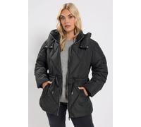 Yours Women's Diamond Quilted Puffer Coat in Black | Size: 20