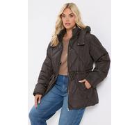 Yours Women's Diamond Quilted Puffer Coat in Brown | Size: 20 Yours Brown 20