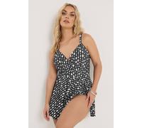 Yours Women's Diamond Wrap Swimdress in Black | Size: 16