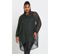 Yours Curve Metallic Dipped Hem Shirt - Women's - Plus Size Curve