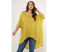 Yours Women's Dipped Hemline Top in Yellow | Size: 20 Yours Yellow 20