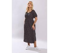 Yours Women's Ditsy Floral Midi Dress in Black | Size: 18 Yours Black 18