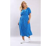 Yours Curve Ditsy Floral Midi Dress - Women's - Plus Size Curve Blue