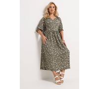 Yours Women's Ditsy Floral Notch Neck Maxi Dress in Dark Olive | Size: 16 Yours Dark Olive 16