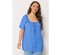 Yours Women's Ditsy Floral Pintuck Blouse in Blue | Size: 26/28