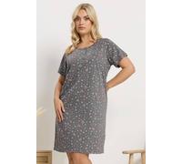 Yours Women's Ditsy Floral Placket Nightdress in Grey | Size: 18/20