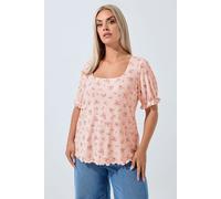 Yours Limited Collection Curve Ditsy Floral Print Top - Women's - Plus Size Curve Pink