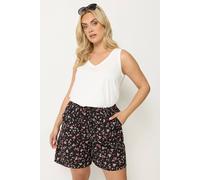 Yours Women's Ditsy Floral Shorts in Black | Size: 22-24 Yours Black 22-24
