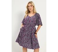 Yours Women's Ditsy Floral Smock Mini Dress in Purple | Size: 20