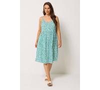 Yours Ditsy Floral Strappy Sundress In Aqua Aqua