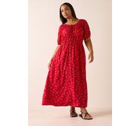 Yours Women's Ditsy Floral Tie Neck Maxi Dress in Red | Size: 16 Yours Red 16