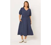 Yours Women's Ditsy Midi Smock Dress in Mid Navy | Size: 16 Yours Mid Navy 16