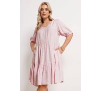 Yours Curve Pink Ditsy Tiered Mini Smock Dress - Women's - Plus Size Curve