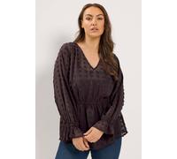 Yours Women's Dobby Blouse in Chocolate | Size: 22/24