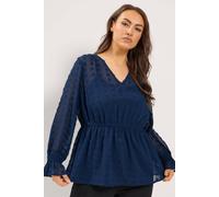 Yours Women's Dobby Blouse in Mid Navy | Size: 26/28