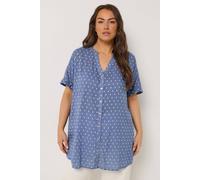 Yours Women's Dobby Notch Neck Blouse in Blue | Size: 14 Yours Blue 14