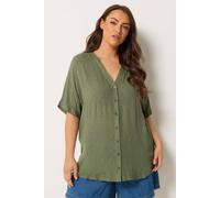 Yours Women's Dobby Notch Neck Blouse in Olive | Size: 18