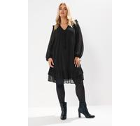 Yours Women's Dobby Smock Dress in Black | Size: 26-28 Yours Black 26-28
