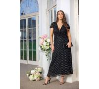 Yours Women's Dobby Twist Front Maxi Dress in Black | Size: 16 Yours Black 16