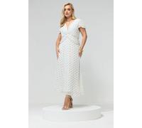 Yours Women's Dobby Twist Front Maxi Dress in White | Size: 16 Yours White 16