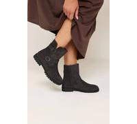 Yours Women's Double Buckle Ankle Boots In Wide Fit in Charcoal | Size: 7EEE