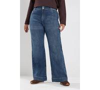 Yours Women's Double Button Wide Leg Jeans in Mid Blue | Size: 18R
