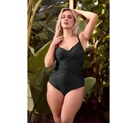 Yours Women's Double Crossover Tummy Control Swimsuit in Black | Size: 30/32