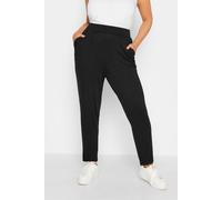 Yours Curve Double Pleat Jersey Harem Stretch Sweatpant Casual Comfort Joggers with Pockets - Women's - Plus Size Black 26-28