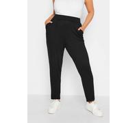 Yours Curve Double Pleat Jersey Harem Stretch Sweatpant Casual Comfort Joggers with Pockets - Women's - Plus Size Black 30-32