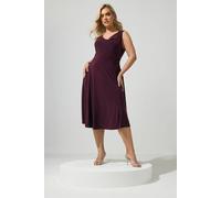 Yours Women's Drape Front Midi Dress in Aubergine | Size: 24
