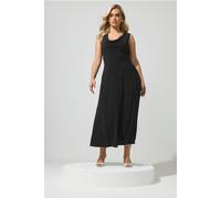Yours Women's Drape Front Midi Dress in Black | Size: 12