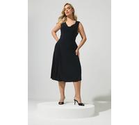 Yours Women's Drape Front Midi Dress in Black | Size: 16
