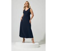 Yours Women's Drape Front Midi Dress in Dark Navy | Size: 26/28