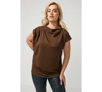 Yours Women's Drape Shoulder Top in Chocolate | Size: 18