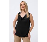 Yours Women's Drape Starfish Detail Top in Black | Size: 26/28