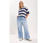 Yours Curve Drawstring Wide Leg Jeans - Women's - Plus Size Curve Light Blue