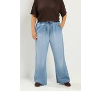 Yours Curve Drawstring Wide Leg Jeans - Women's - Plus Size Curve Mid Blue